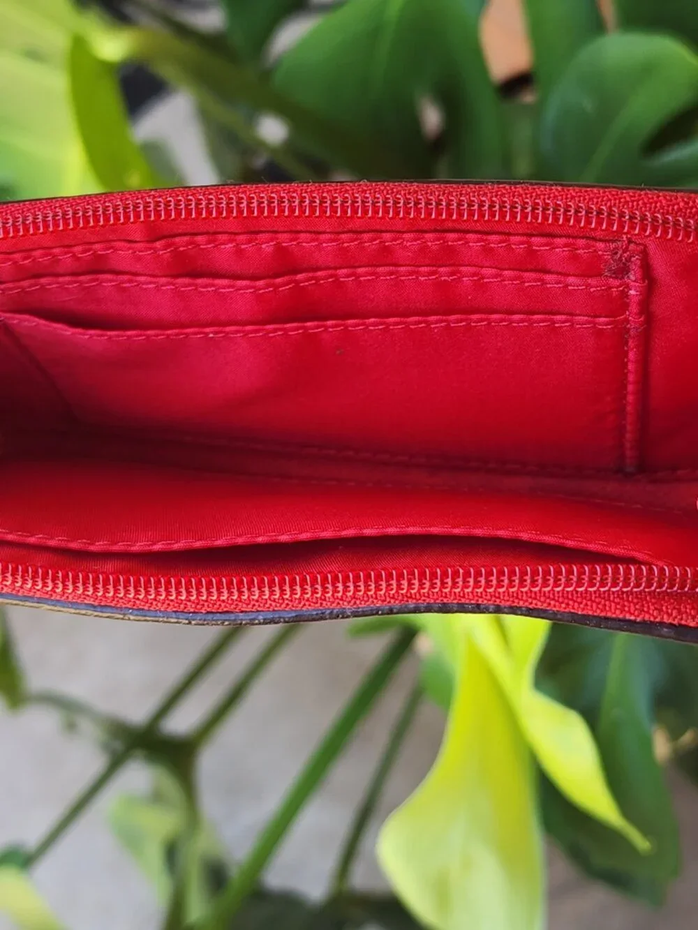 Coach Cross Grain Leather Corner Zip Wristlet Wallet in Red